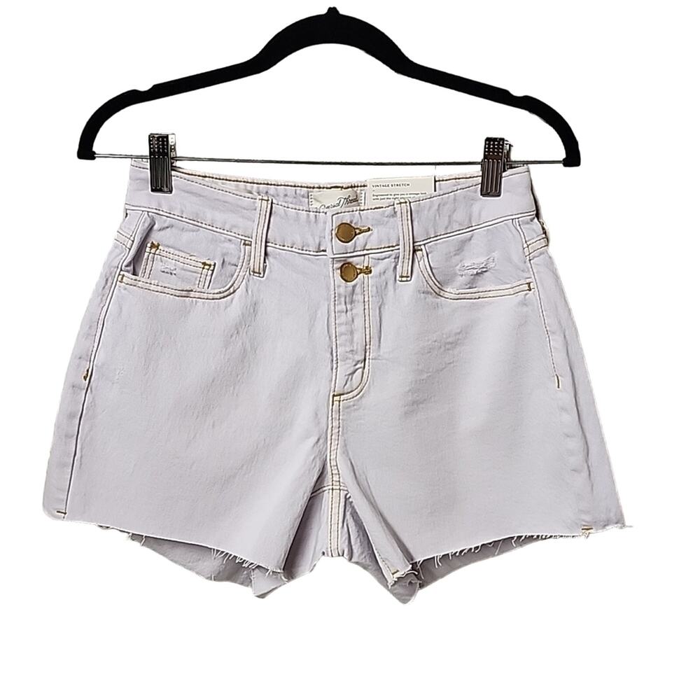 Universal Thread Curvy Vintage Midi White Denim Shorts Raw Hem Womens 0/25 NWT